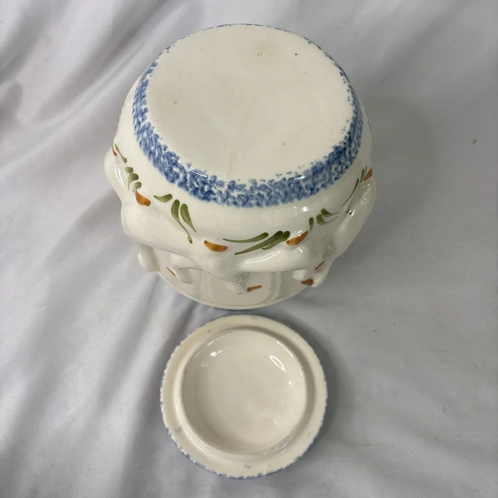 Vtg 1980s Country Ceramic Duck Sugar Canister Cottagecore Shabby Chic No Flaws